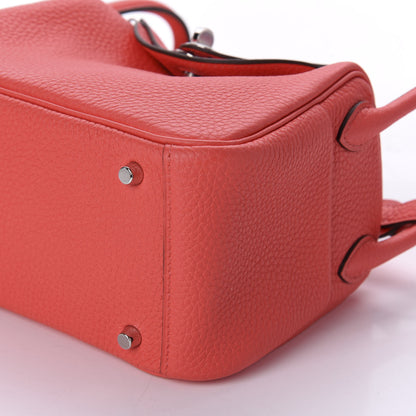 Hermes Taurillon Clemence Mini Lindy 20 Rose Texas 7 of 10