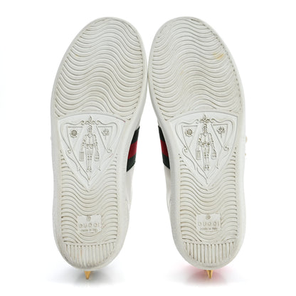 Gucci Calfskin Web Pearl Studded Womens Ace Sneakers 37 White 6 of 22