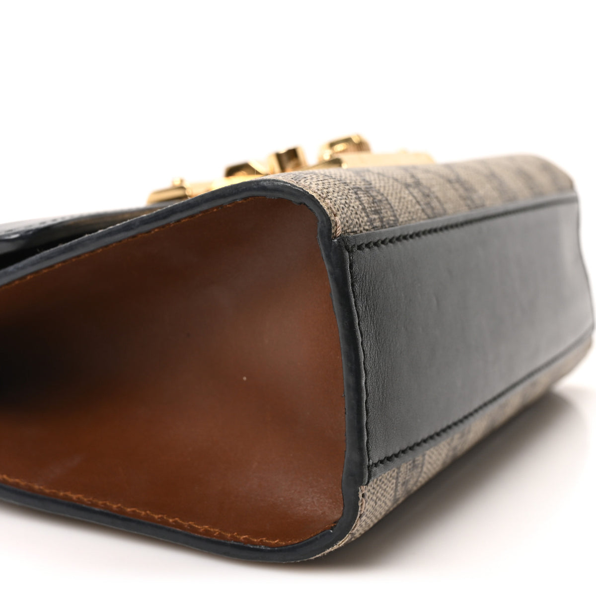 GG Supreme Monogram Calfskin Small Padlock Shoulder Bag Beige Black Cuir