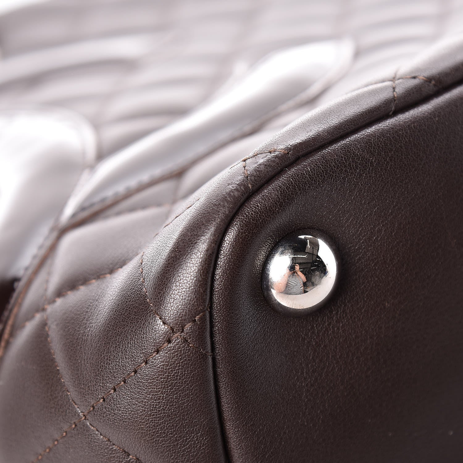 Chanel Calfskin Quilted Large Cambon Tote Brown 9 of 24