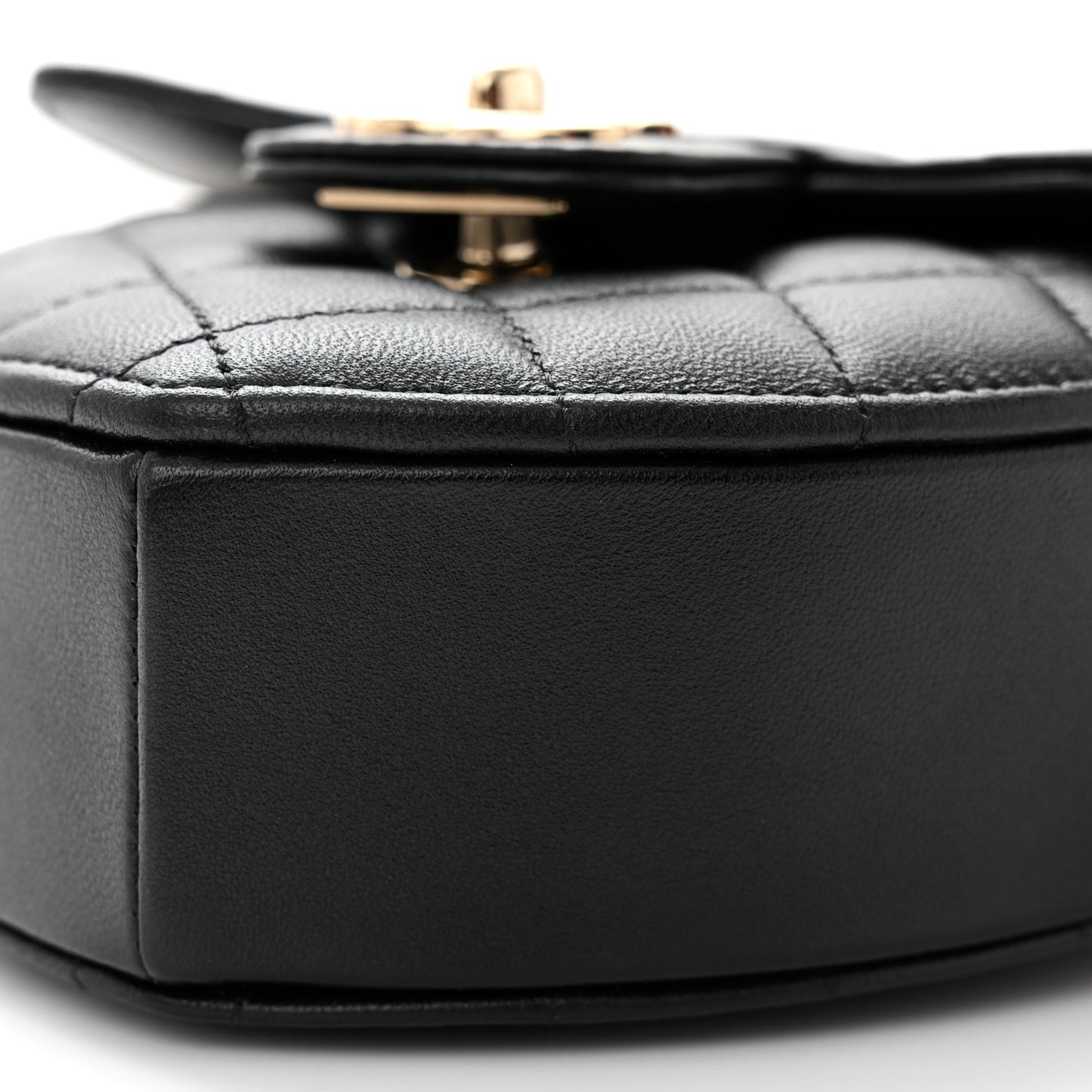 Lambskin Quilted CC In Love Heart Clutch With Chain Black