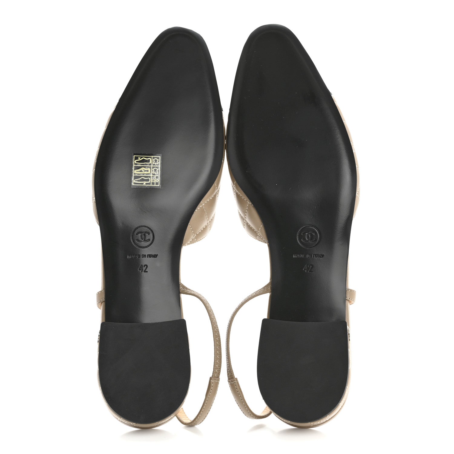 Chanel Lambskin Patent Cap Toe CC Slingback Flats 42 Beige Black 6 of 9