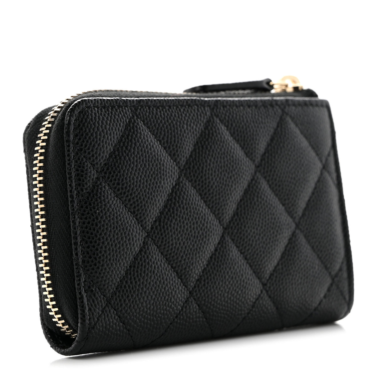 Caviar Quilted Zipped Key Holder Case Black
