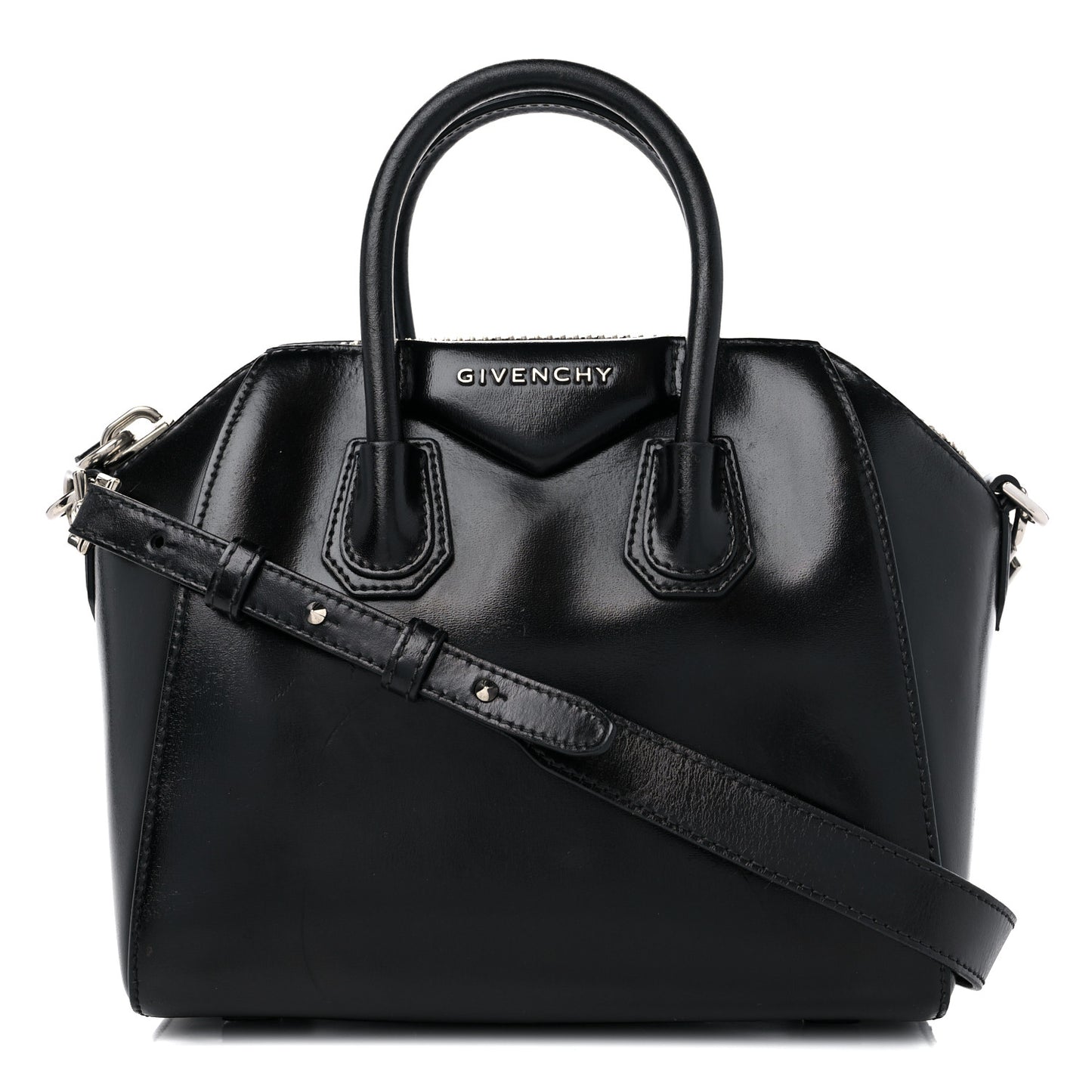 Shiny Lord Calfskin Mini Antigona Black