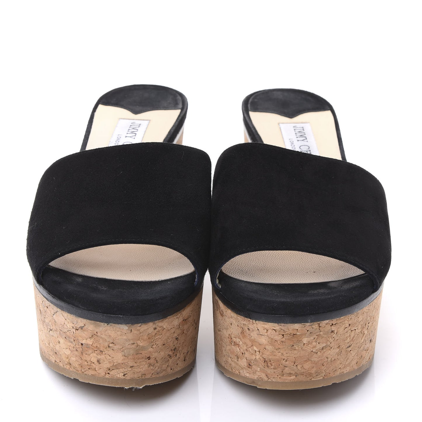 Suede Cork DeeDee Platform Wedge Slide Sandals 40 Black