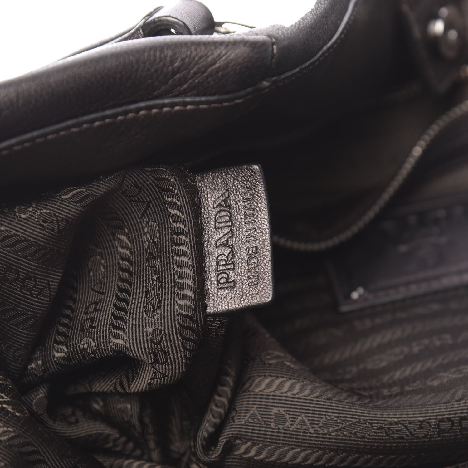 Prada Tessuto Nylon Nappa Zip Around Shopping Bag Moro Mordore 7 of 11