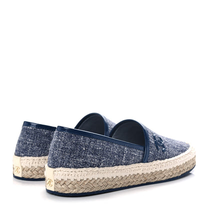 Chanel Fabric Patent Calfskin CC Espadrilles 35 Blue 4 of 10