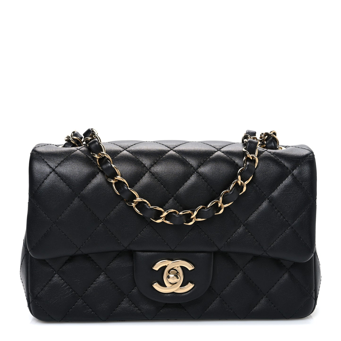Lambskin Quilted Mini Rectangular Flap Black