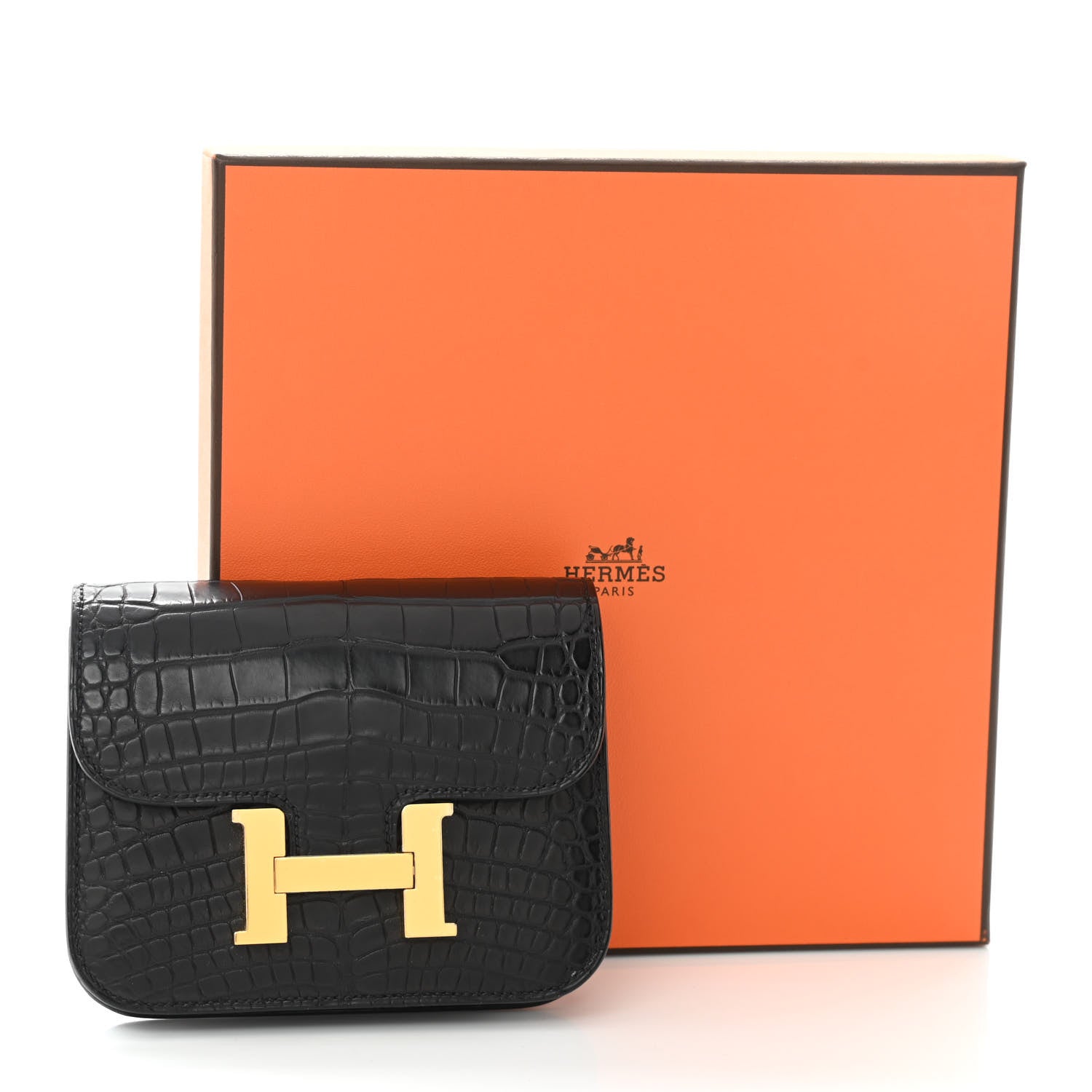 Hermes Matte Alligator Constance Slim Wallet Black 6 of 10