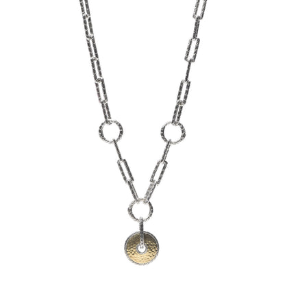 John Hardy Sterling Silver 18K Yellow Gold Long Link Hammered Amulet Necklace 1 of 4
