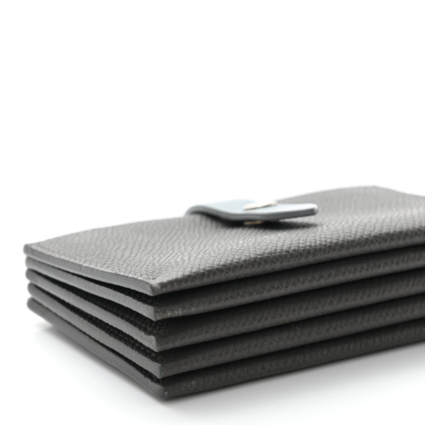 Grained Shiny Calfskin Accordion Card Holder Grey