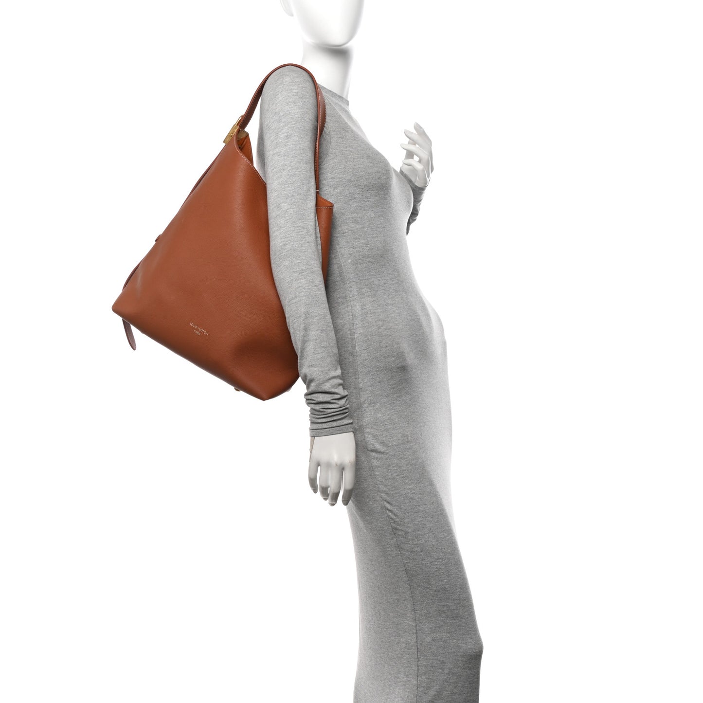 Grained Calfskin Low Key Hobo MM Cognac