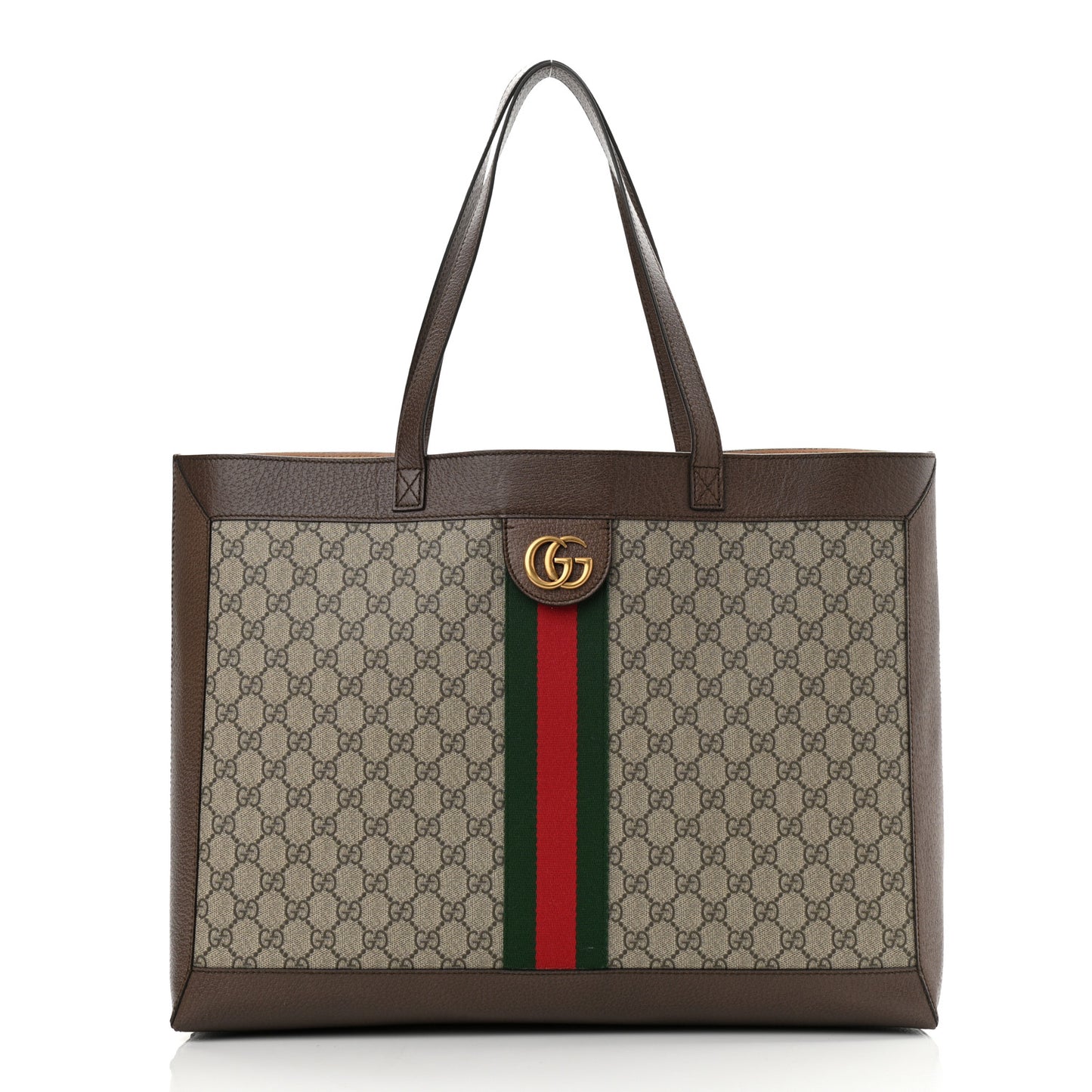 GG Supreme Monogram Web Ophidia Tote Brown