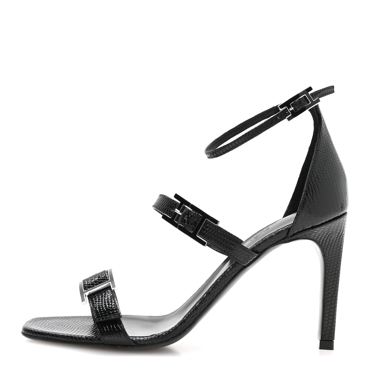 Hermes Lizard Premiere 90 Sandals 39 Black 1 of 9