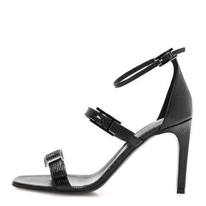 Hermes Lizard Premiere 90 Sandals 39 Black 1 of 9
