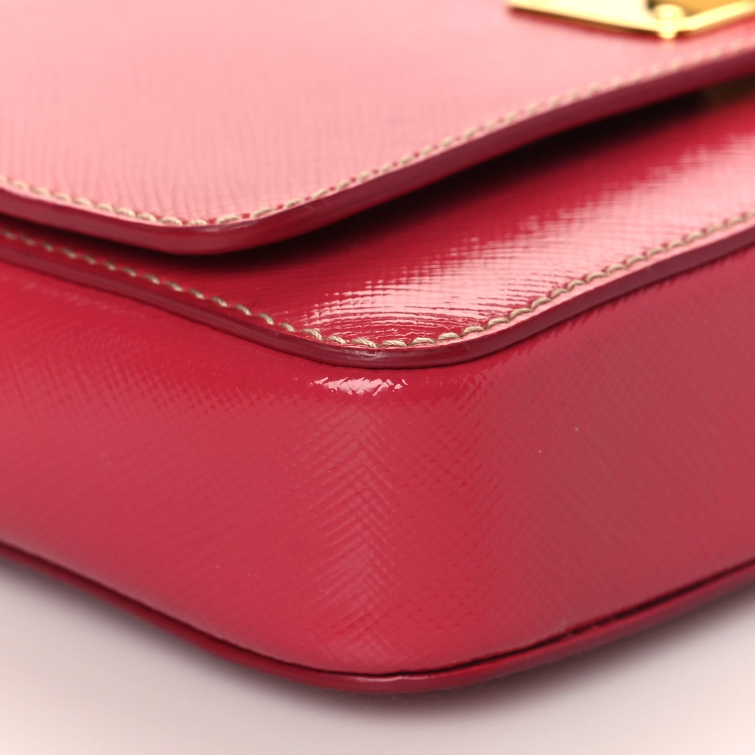 Prada Saffiano Vernice Turnlock Convertible Shoulder Bag Peonia 7 of 9