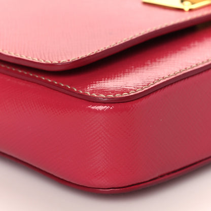 Prada Saffiano Vernice Turnlock Convertible Shoulder Bag Peonia 7 of 9