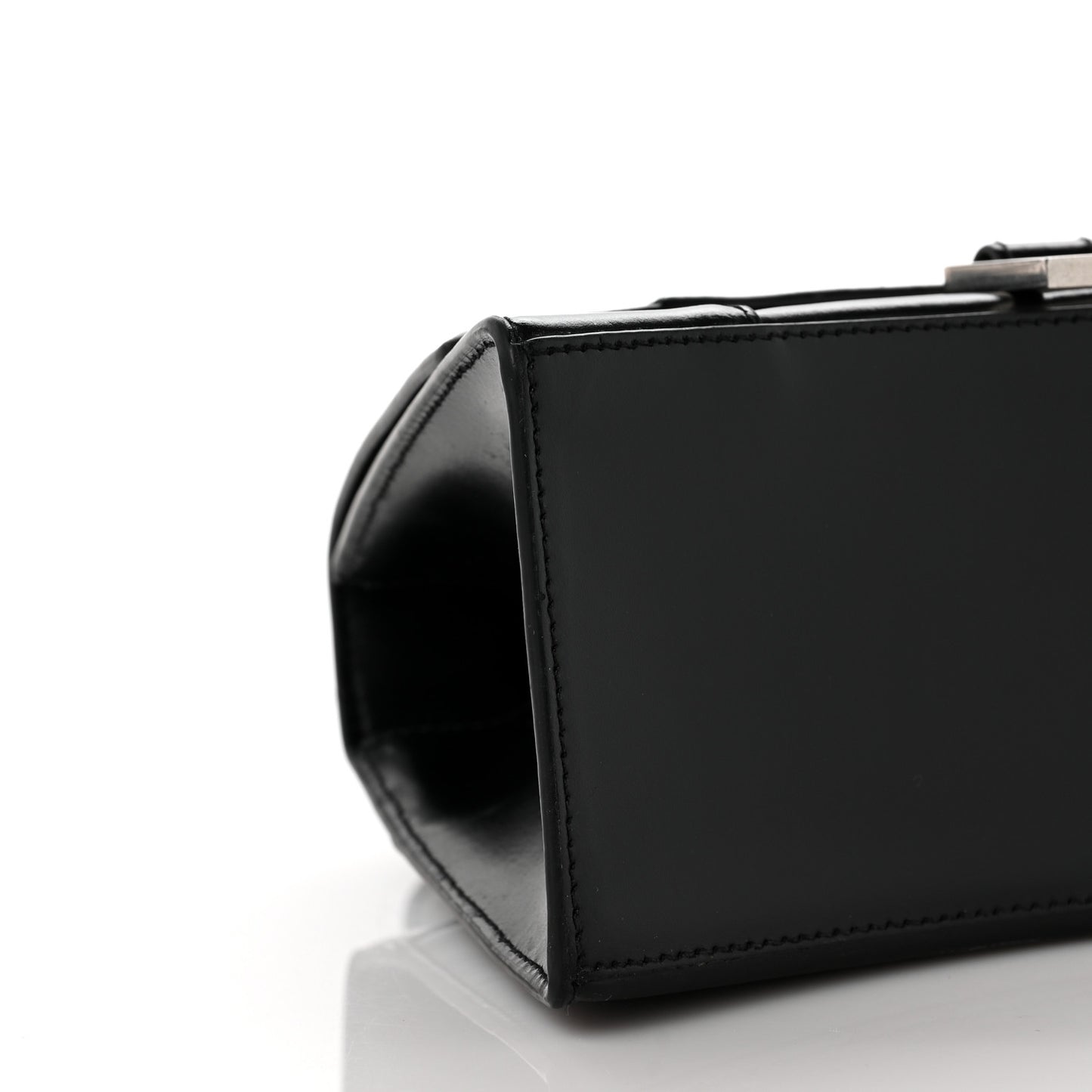 Shiny Box Calfskin Graffiti Logo Small Hourglass Top Handle Bag Black Pink