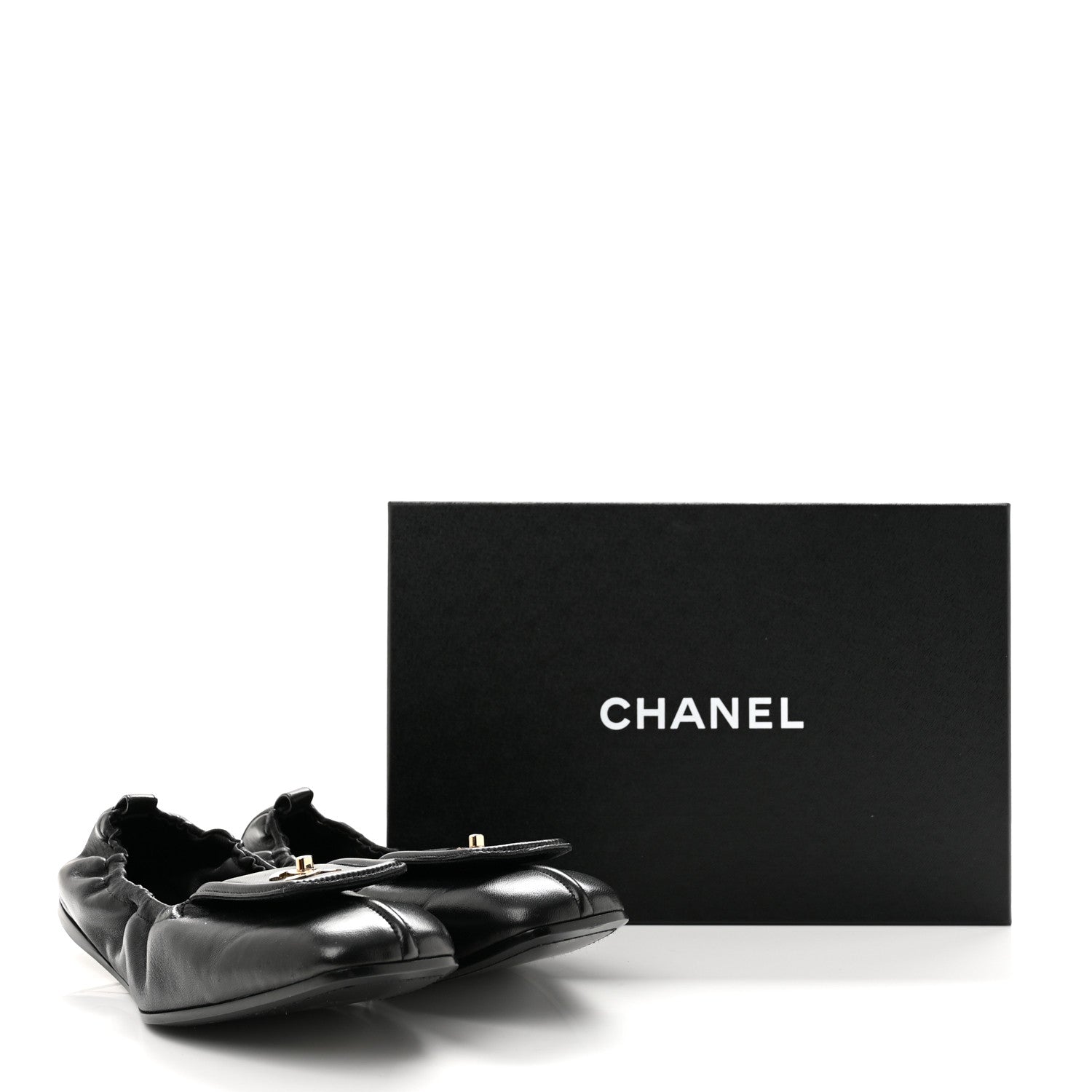 Chanel Lambskin CC Turnlock Ballerina Flats 40.5 Black 10 of 10