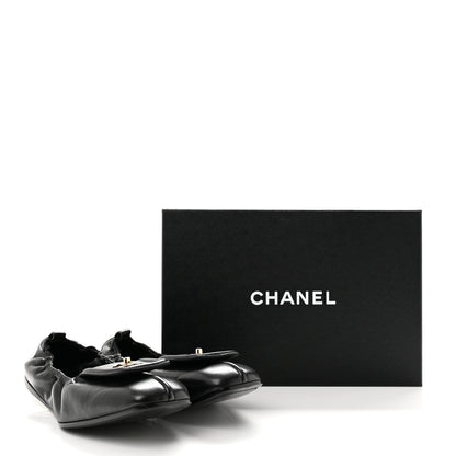 Chanel Lambskin CC Turnlock Ballerina Flats 40.5 Black 10 of 10