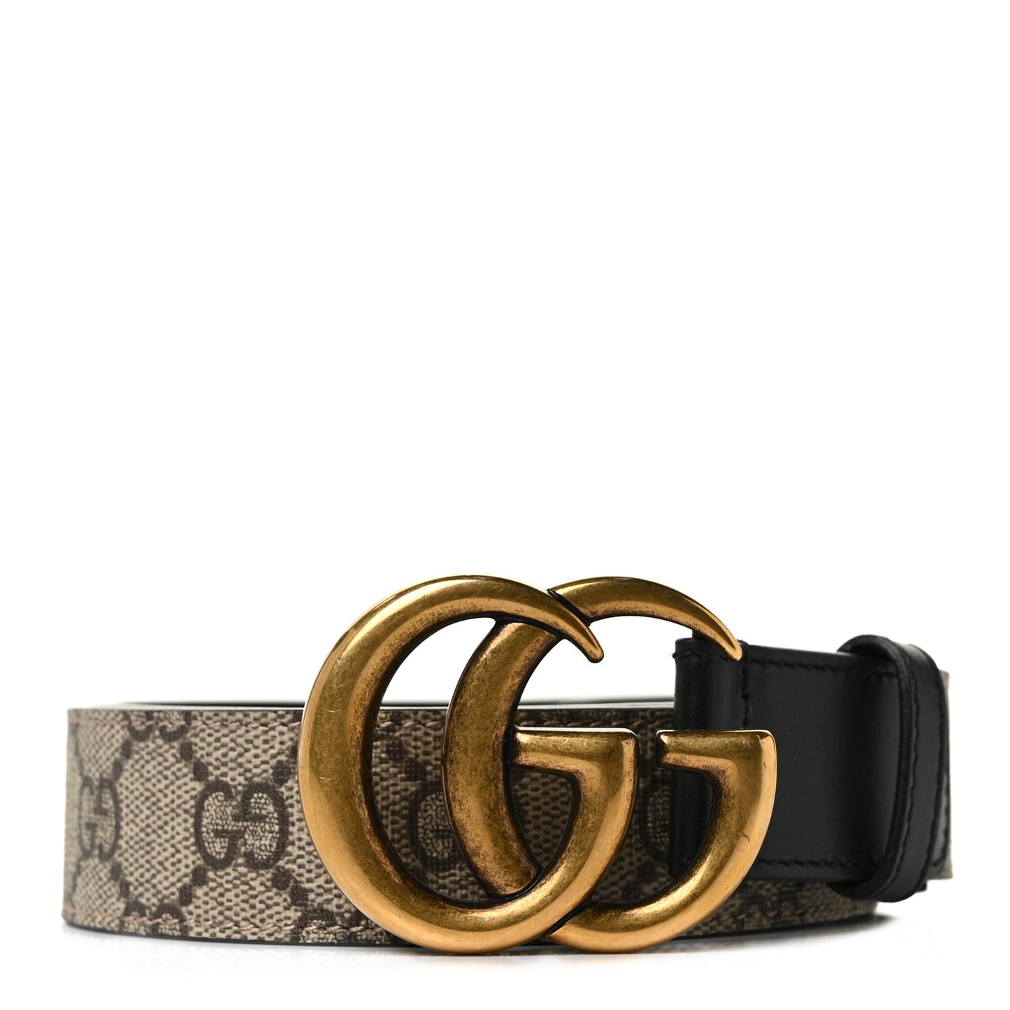 GG Supreme Monogram Matte Plutone Calfskin Double G 30mm Belt 80 32 Beige Ebony Black