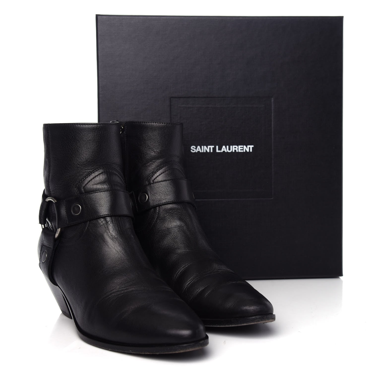 Saint Laurent Calfskin West Harness Boots 39 Black 11 of 11