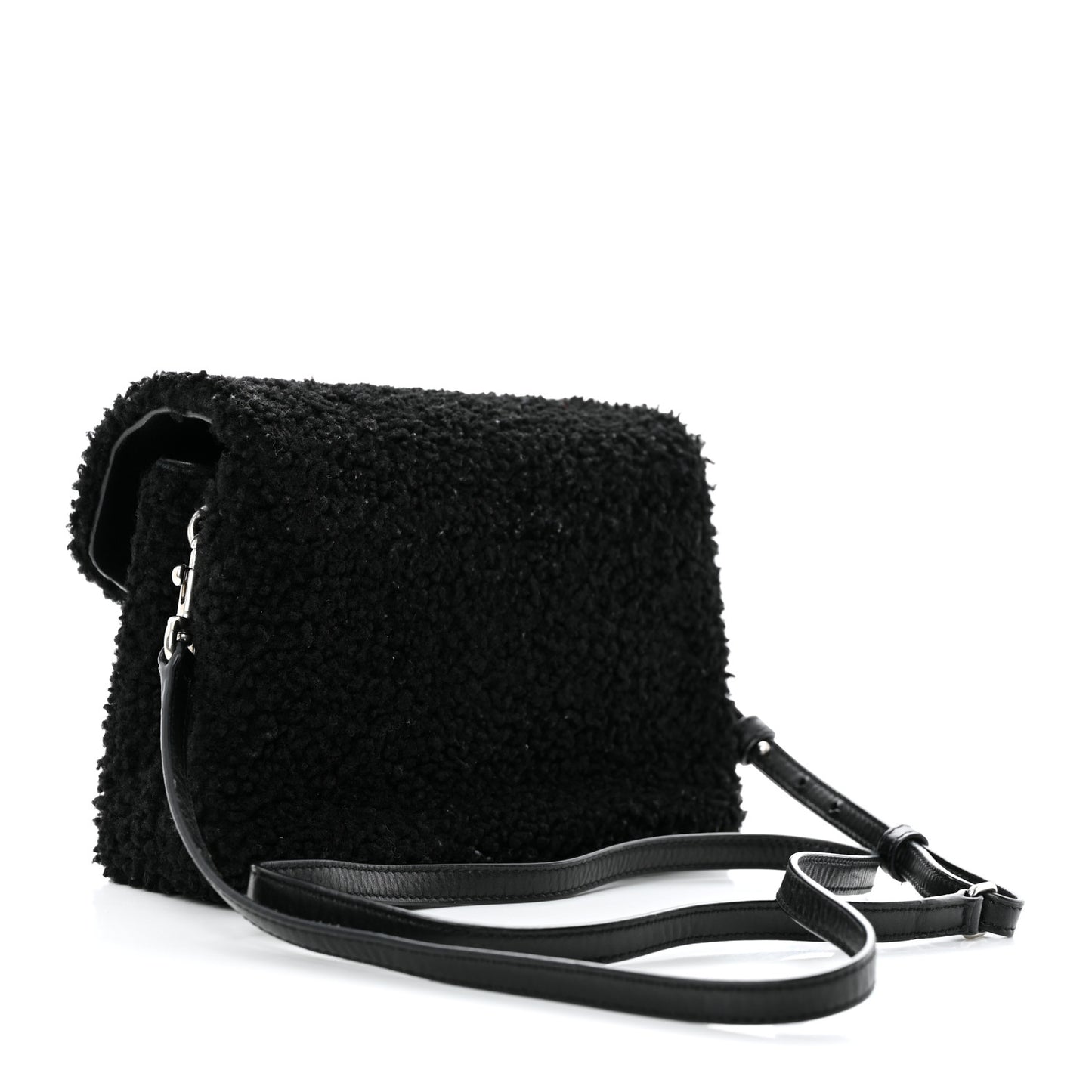 Shearling Toy Loulou Shoulder Bag Black