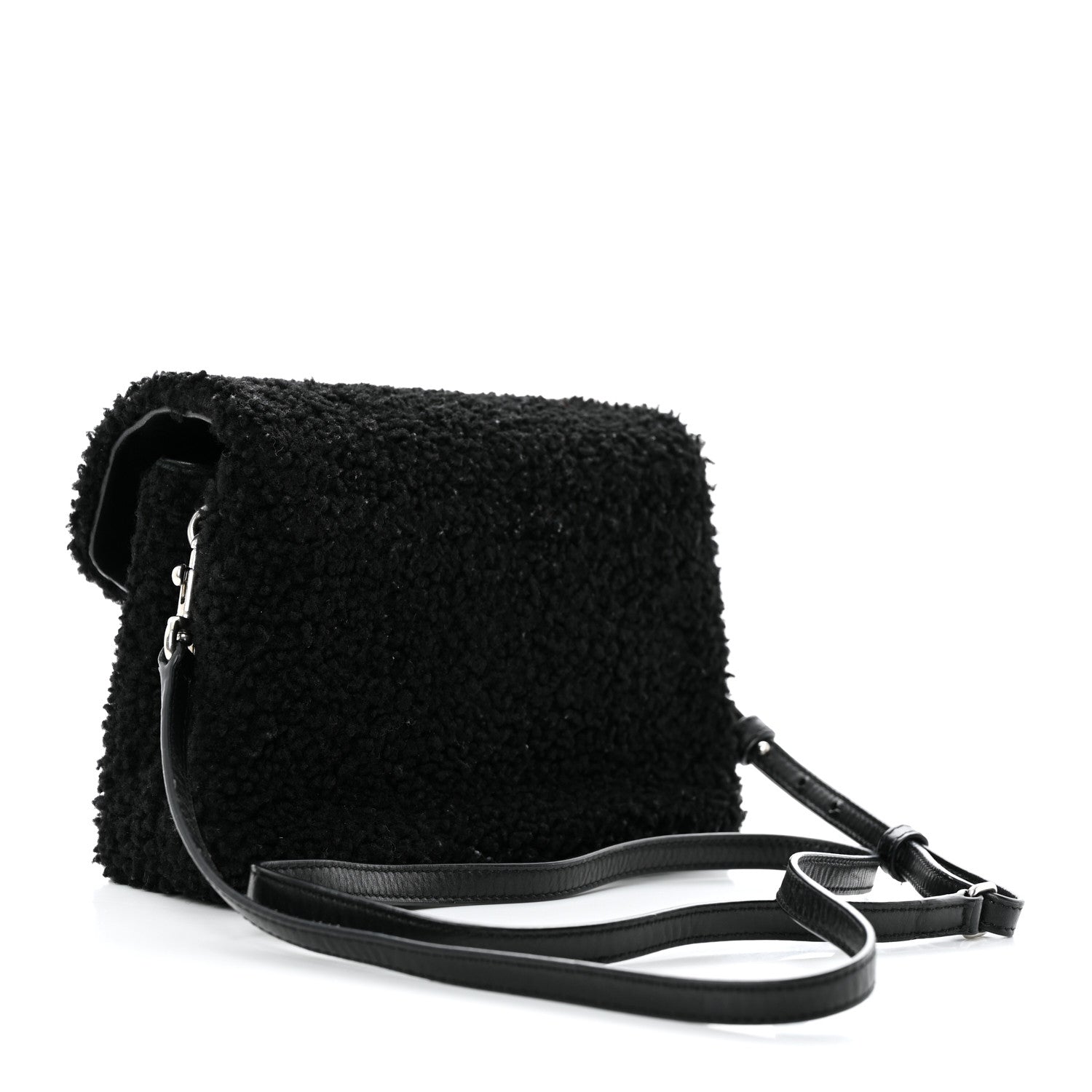 Saint Laurent Shearling Toy Loulou Shoulder Bag Black 3 of 11