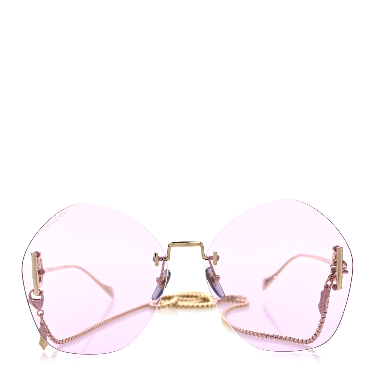 Gucci Metal Round Chain Sunglasses GG1203S Gold Purple 2 of 9