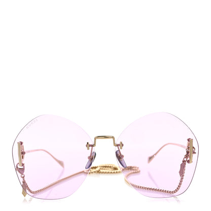 Gucci Metal Round Chain Sunglasses GG1203S Gold Purple 2 of 9