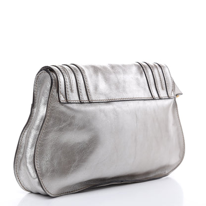 Chloe Metallic Calfskin Marcie Clutch Pewter 3 of 11
