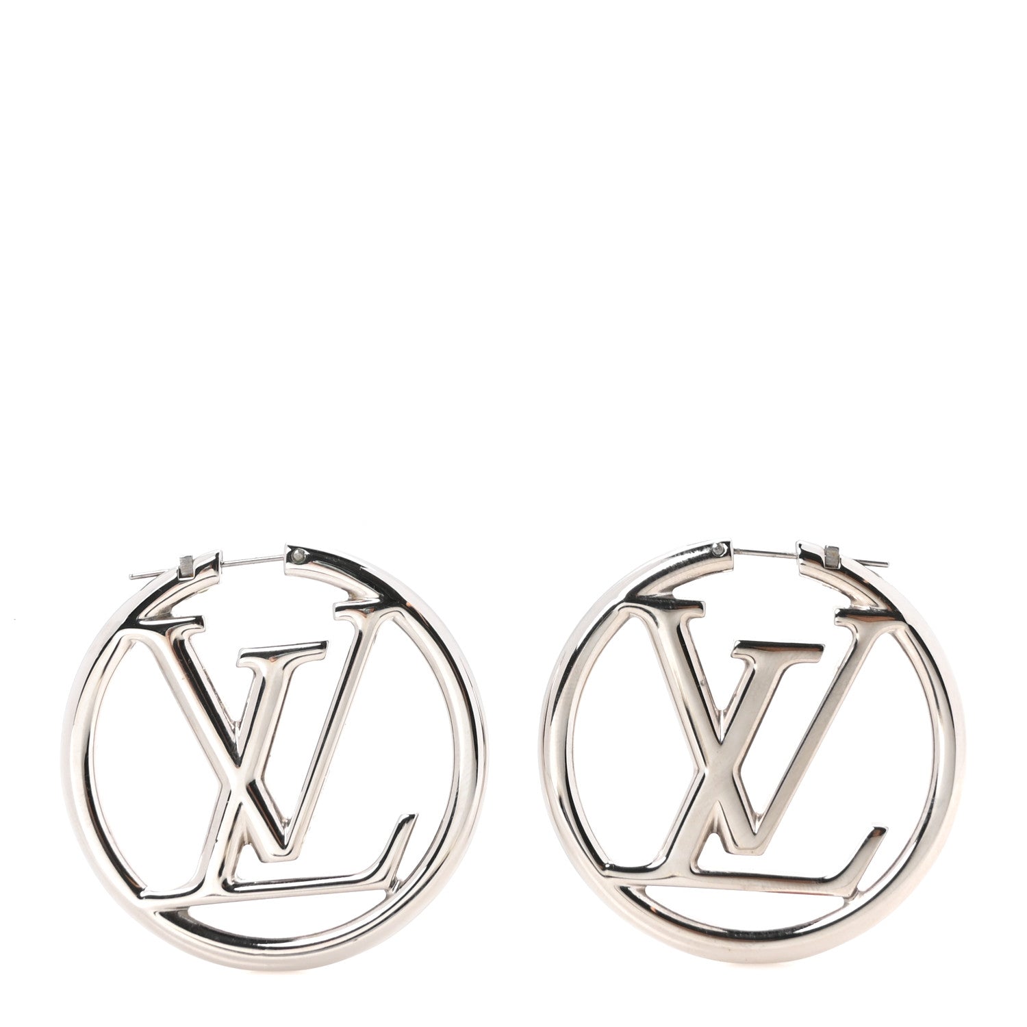 Louis Vuitton Palladium Louise Hoop Earrings Silver 1 of 5