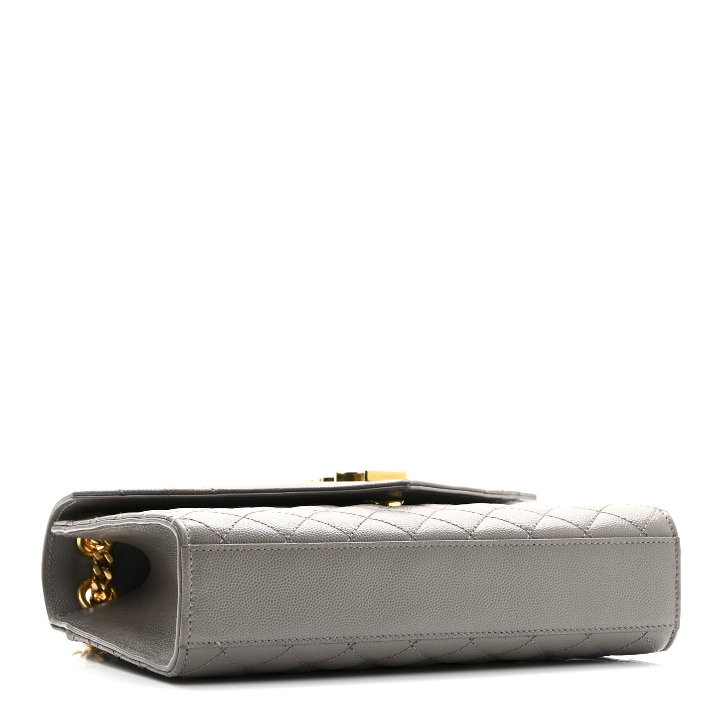Grain De Poudre Textured Mixed Matelasse Medium Triquilt Monogram Satchel Fog