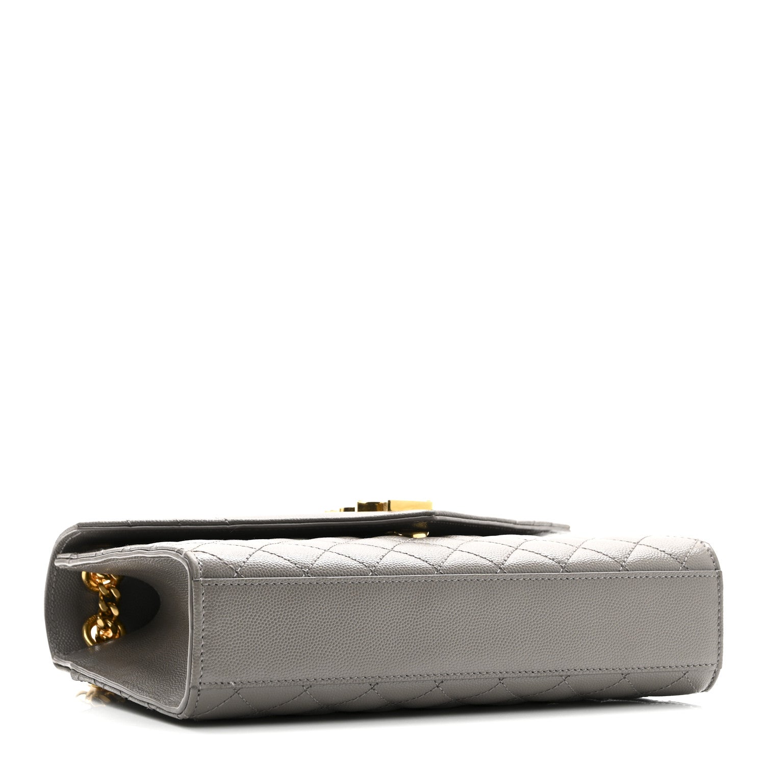 Saint Laurent Grain De Poudre Textured Mixed Matelasse Medium Triquilt Monogram Satchel Fog 4 of 9