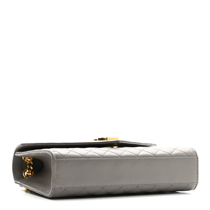 Saint Laurent Grain De Poudre Textured Mixed Matelasse Medium Triquilt Monogram Satchel Fog 4 of 9