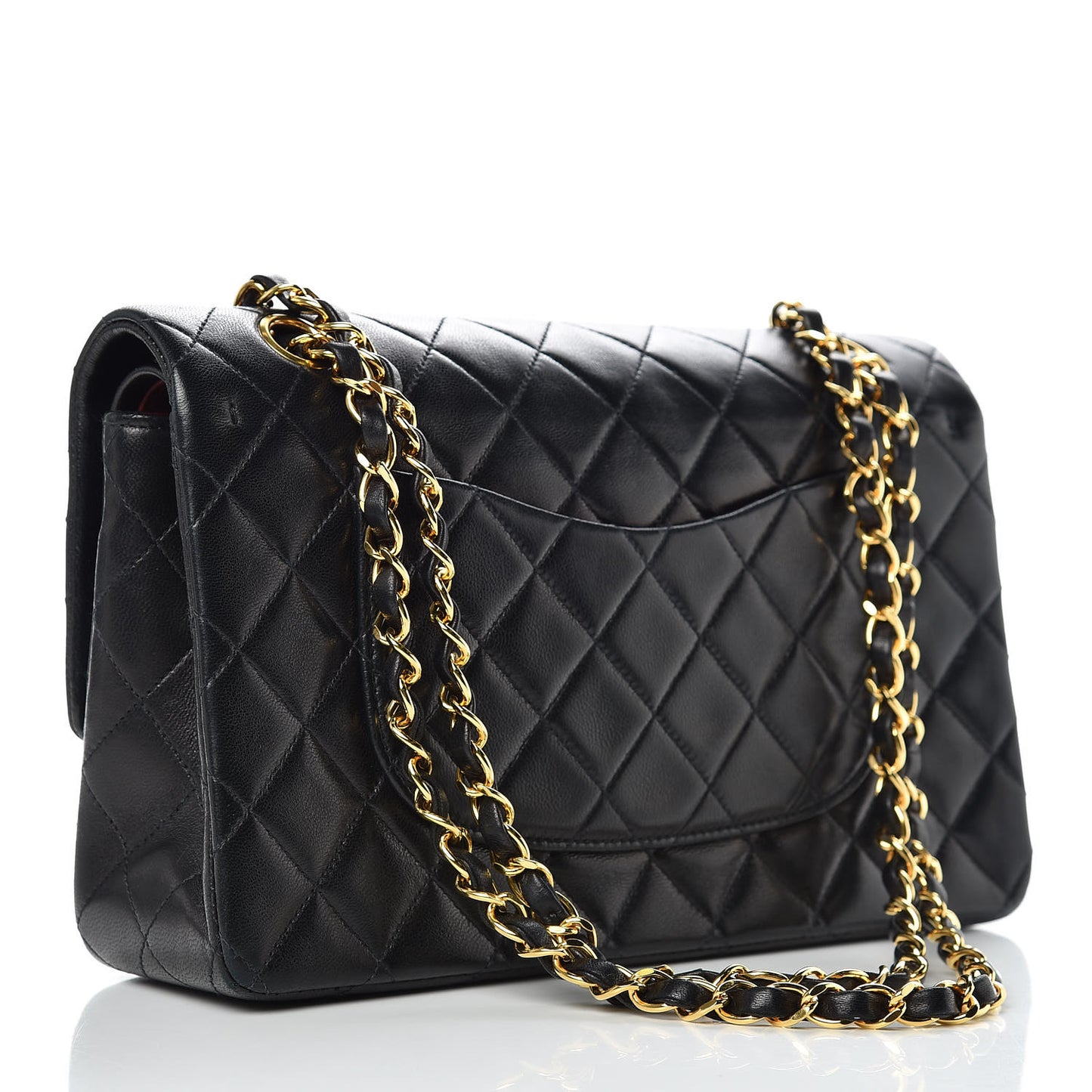 Lambskin Quilted Medium Double Flap Black