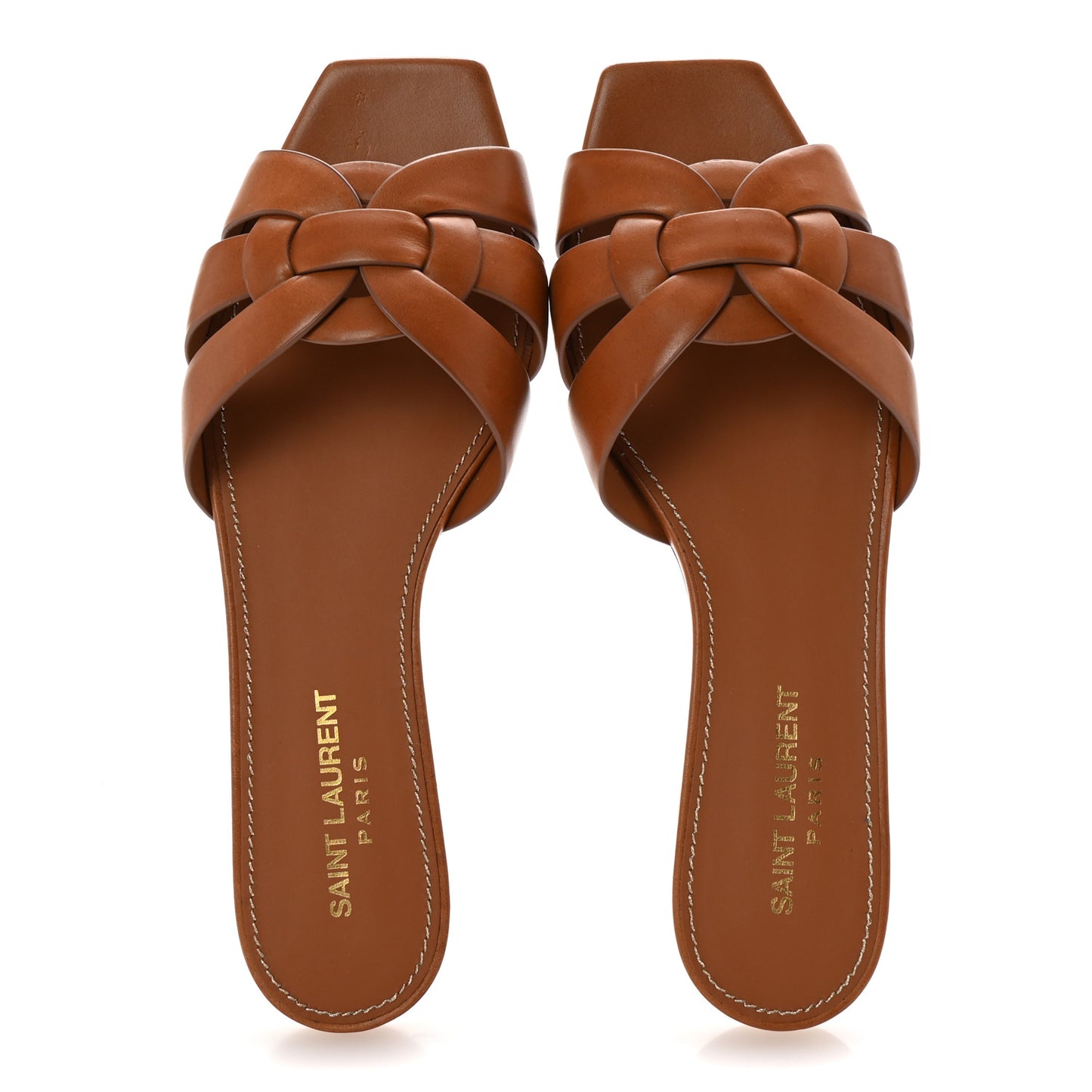Calfskin Tribute 05 Slide Sandals 37 Amber