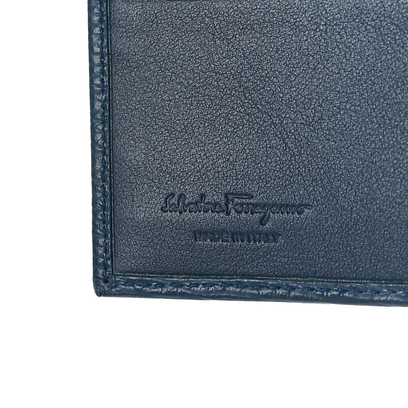 Salvatore Ferragamo Stamped Calfskin Gancini Revival Bi-Fold Wallet Blue 6 of 8
