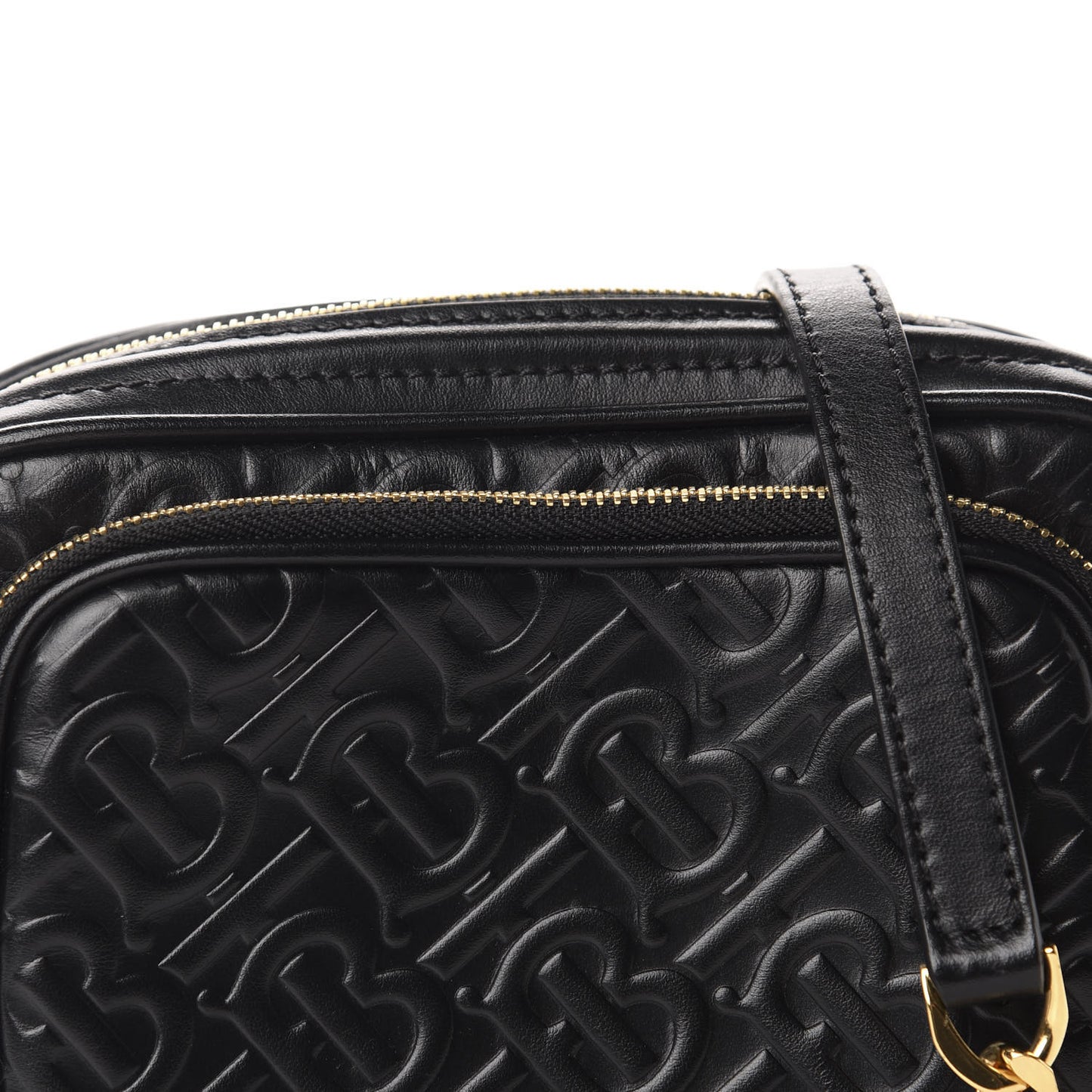 Calfskin Embossed Monogram Camera Chain Bag Black