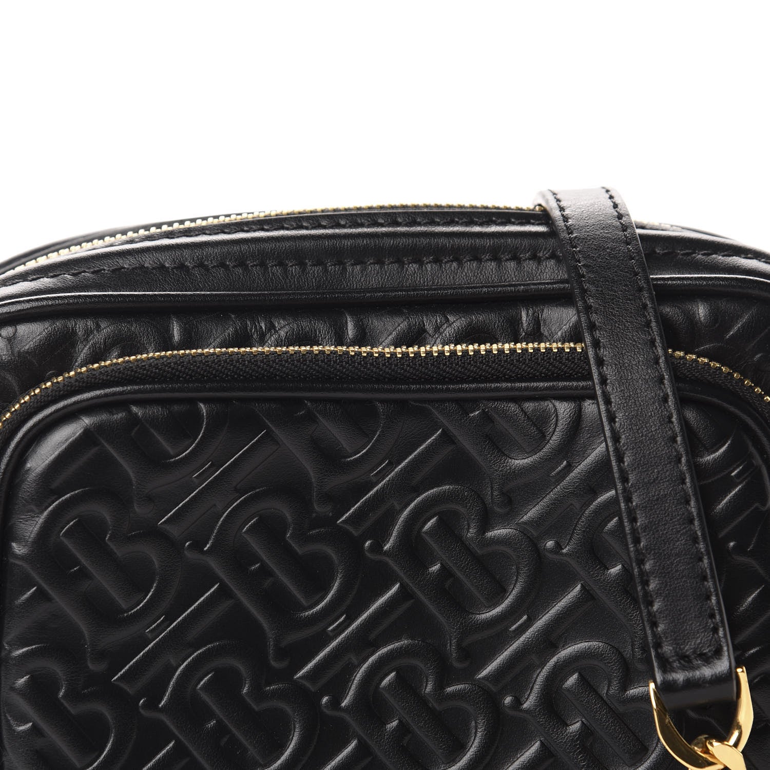 Burberry Calfskin Embossed Monogram Camera Chain Bag Black 9 of 9