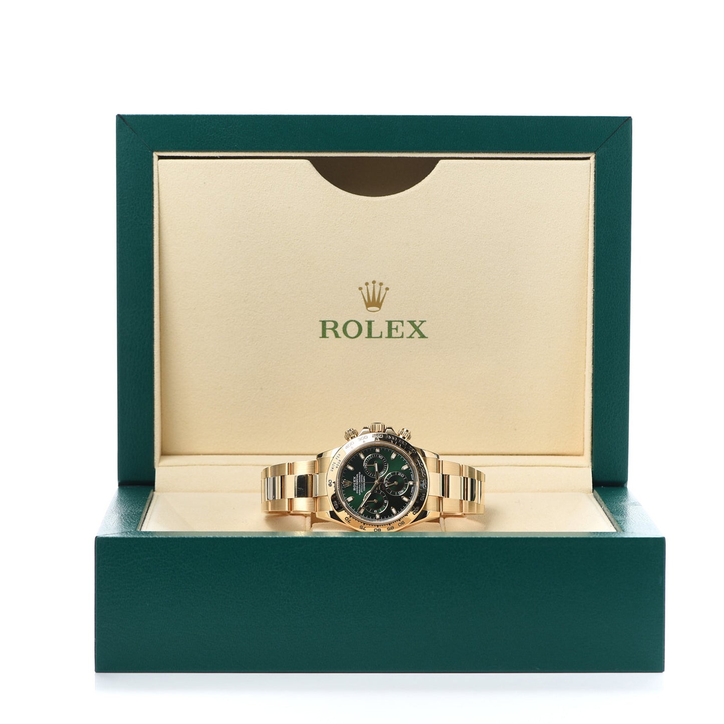 18K Yellow Gold 40mm Oyster Perpetual Cosmograph Daytona Watch Bright Green 116508