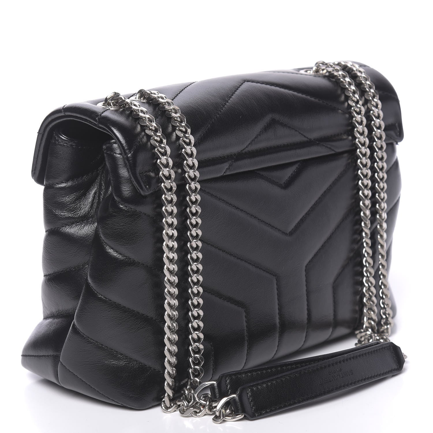 Saint Laurent Calfskin Y Quilted Monogram Small Loulou Chain Satchel Black 3 of 9