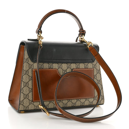 Gucci GG Supreme Monogram Calfskin Small Padlock Top Handle Bag Beige Black Cuir 3 of 13
