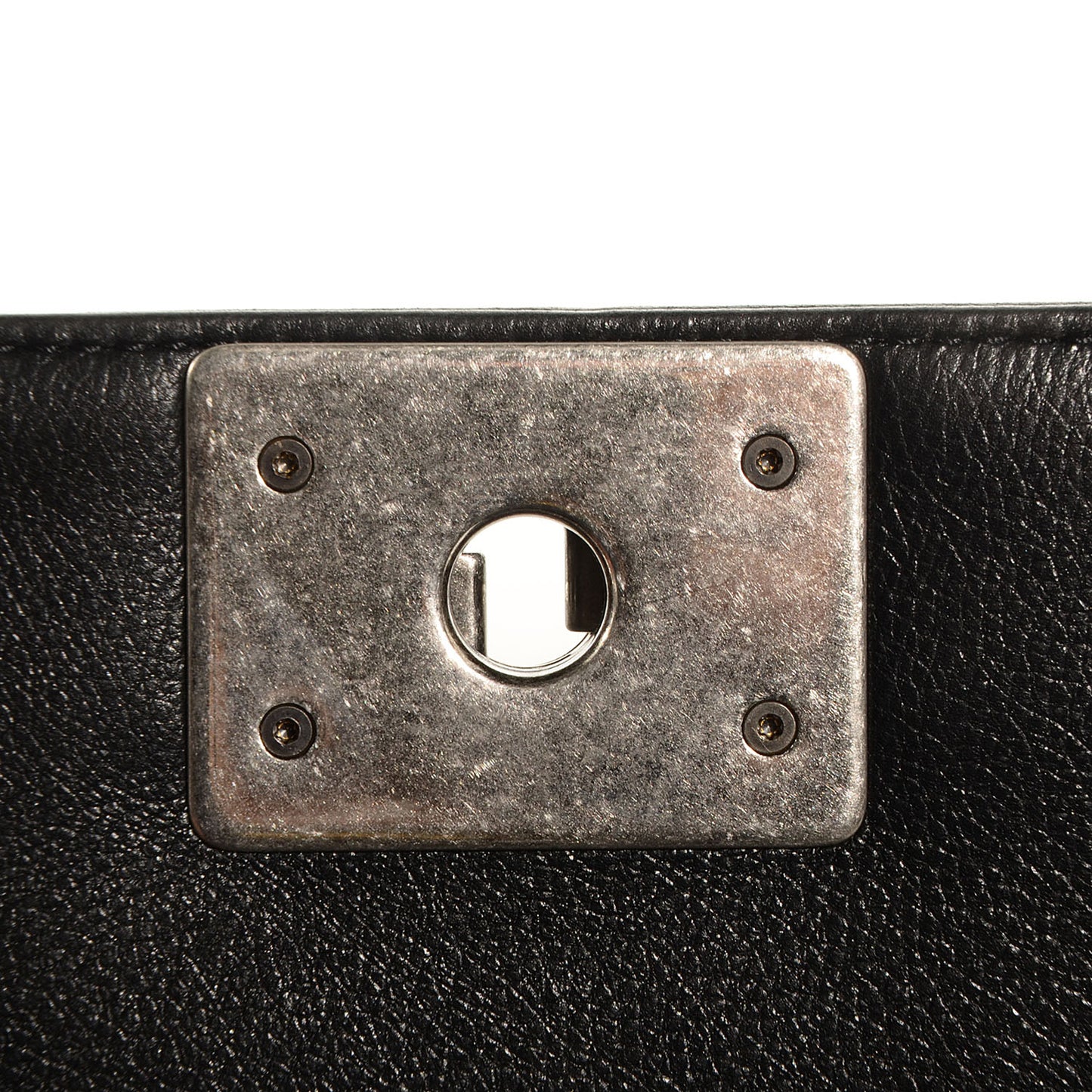 Metallic Calfskin Quilted Small Boy Flap Black
