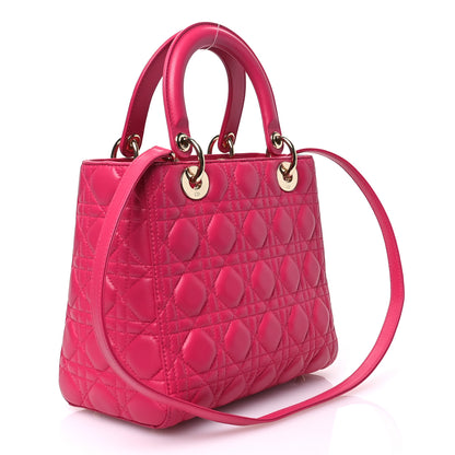 Christian Dior Lambskin Cannage Medium Lady Dior Fuchsia 3 of 10
