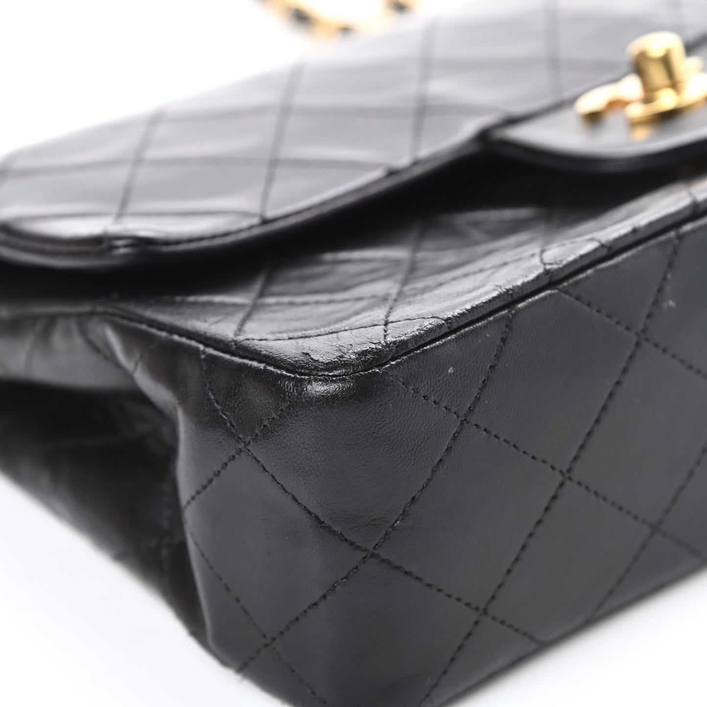 Lambskin Quilted Small Double Flap Black