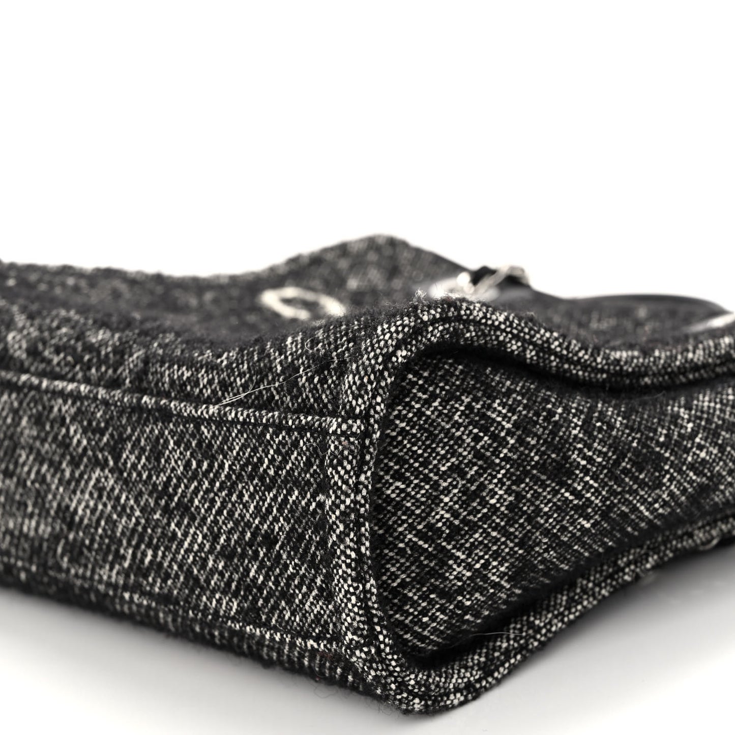 Mixed Fibers Calfskin Mini Deauville Tote Black White