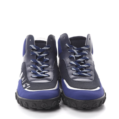 Chanel Calfskin Mesh Lycra Womens Logo High Top Sneakers 36.5 Blue 2 of 7