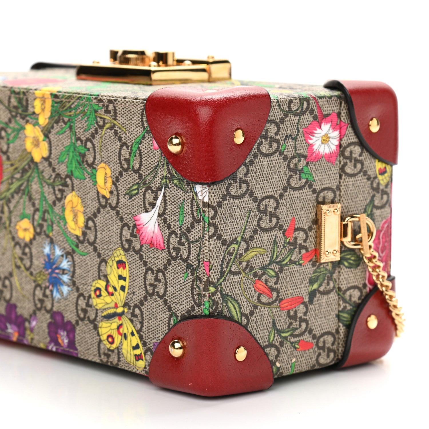 Gucci GG Supreme Monogram Flora Padlock Jewelry Case Red 13 of 14