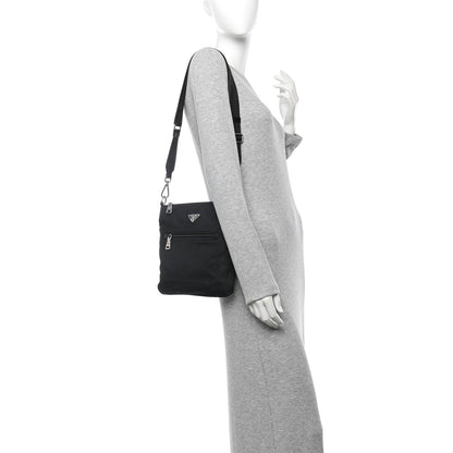 Prada Tessuto Nylon Saffiano Flat Messenger Bag Black 2 of 10